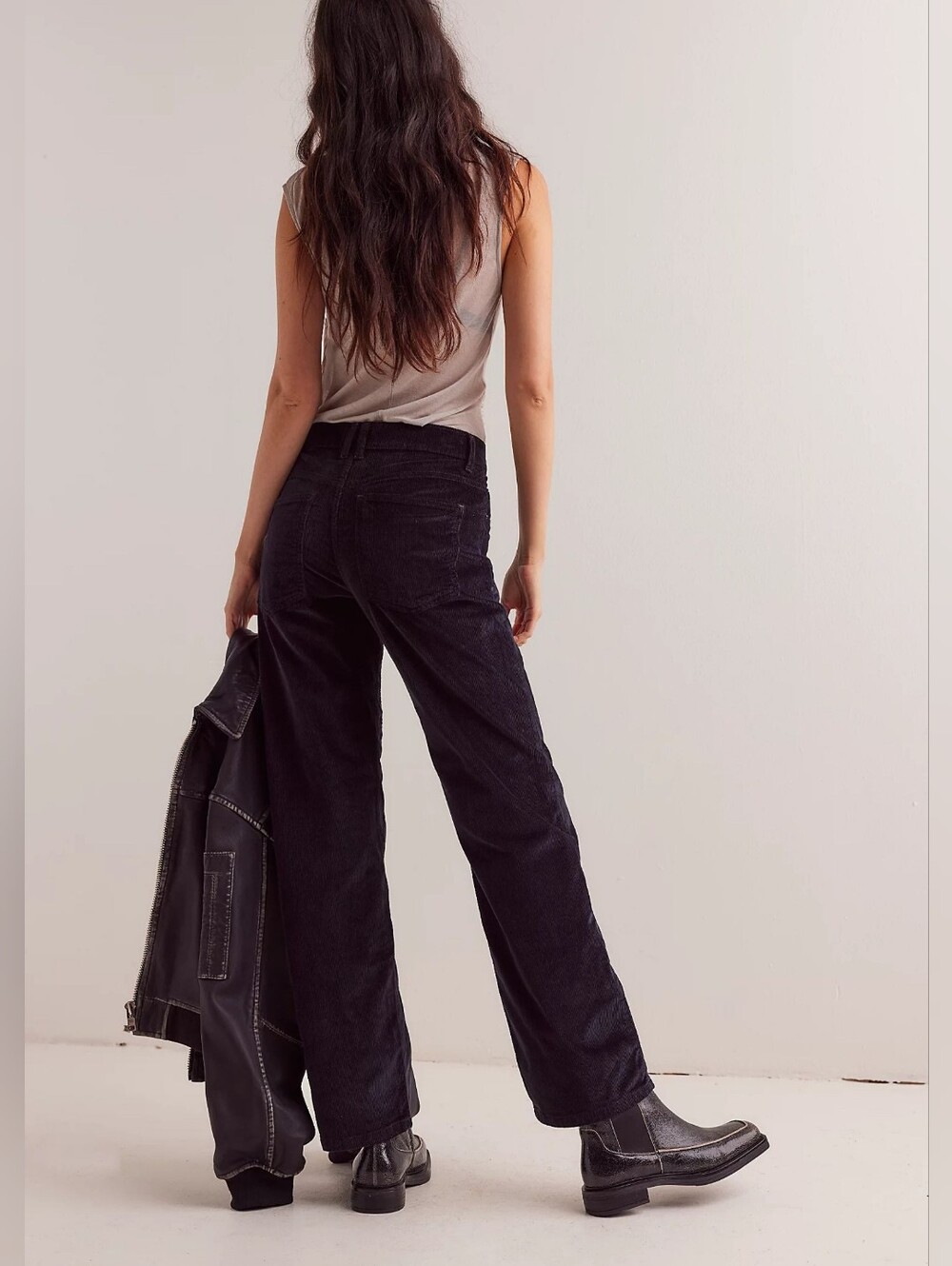 We The Free Risk Taker High Rise Straight Corduroy Pants Black Size 25
